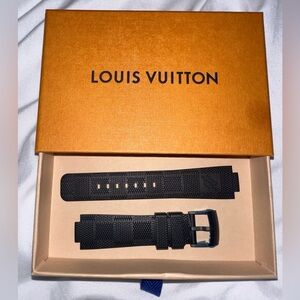 Black Louis Vuitton rubber watch band for Tambour Watch